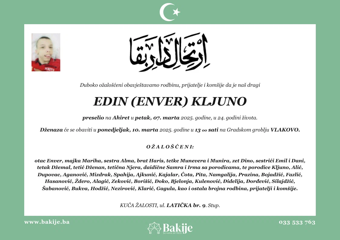 Smrtovnica — Edin (Enver) Kljuno