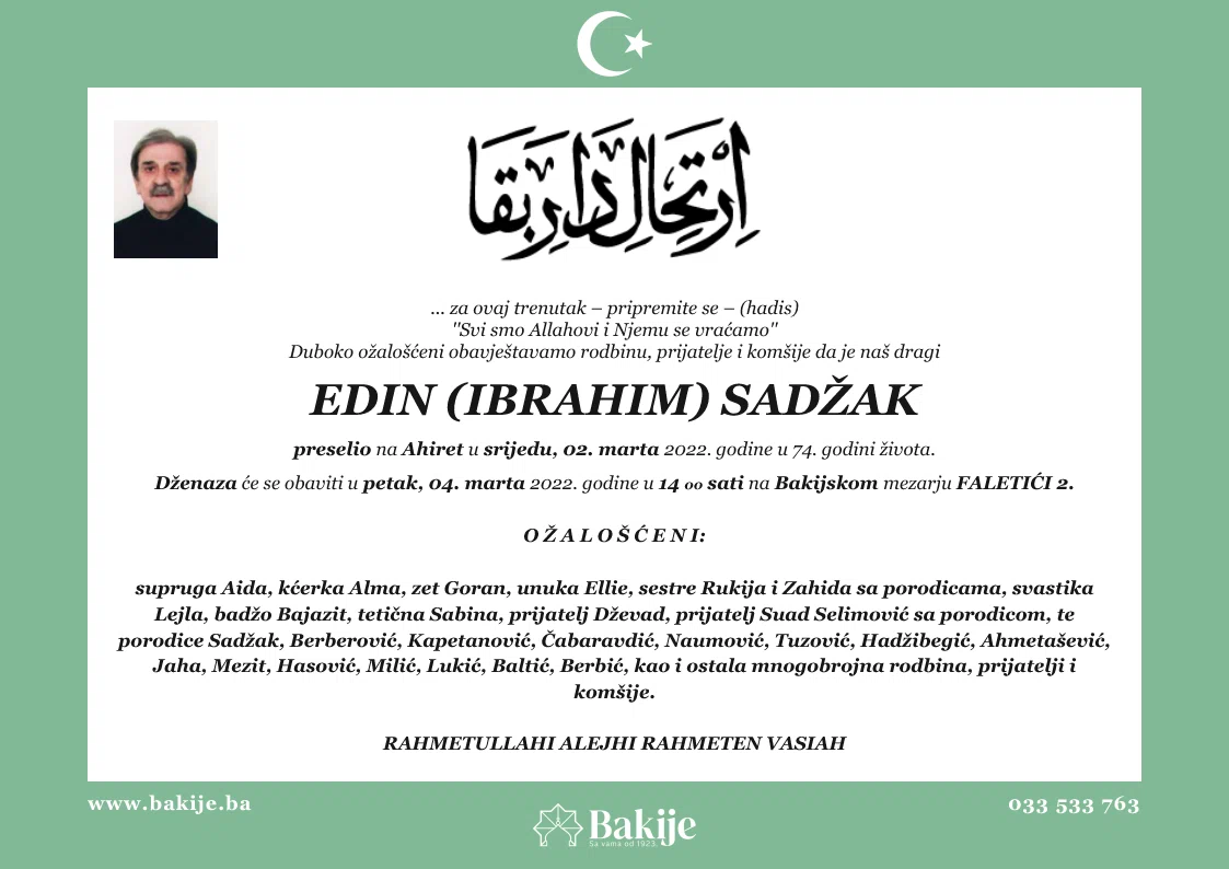 Smrtovnica — Edin (Ibrahim) Sadžak