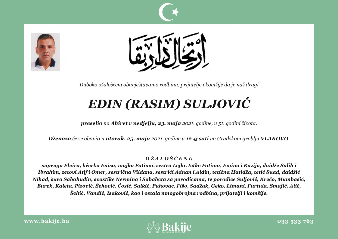 Smrtovnica — Edin (Rasim) Suljović