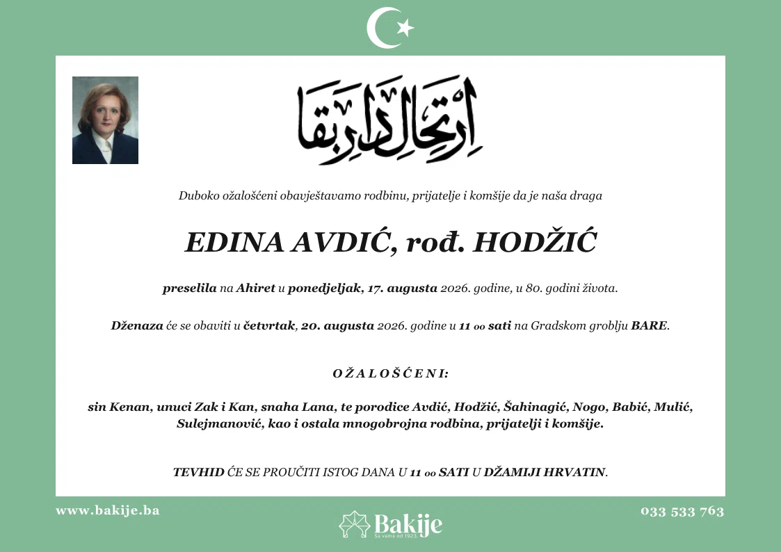 Smrtovnica — Edina Avdić, rođ. Hodžić