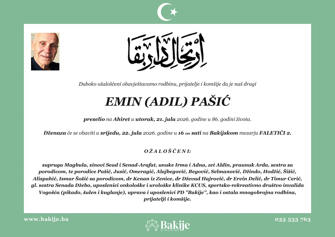 Smrtovnica — Emin (Adil) Pašić