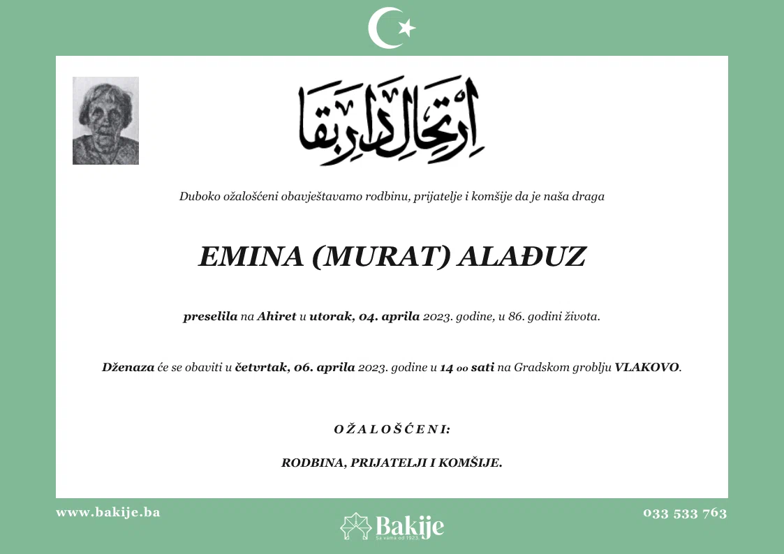Smrtovnica — Emina (Murat) Alađuz