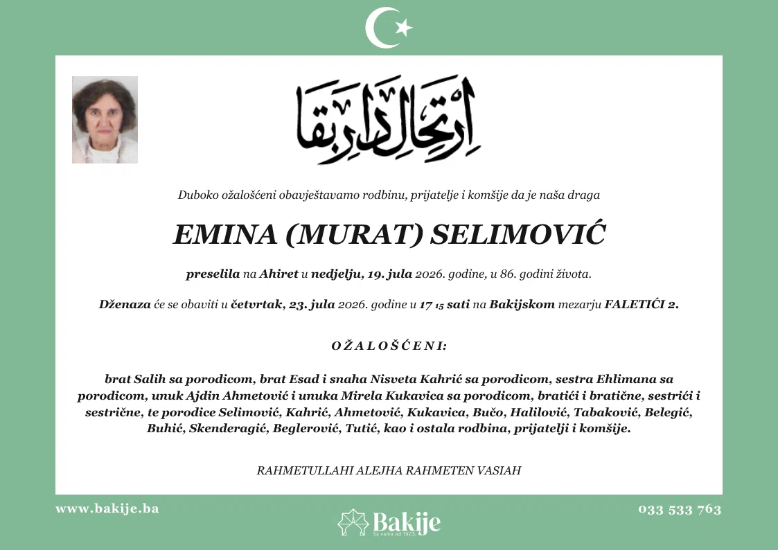 Smrtovnica — Emina (Murat) Selimović