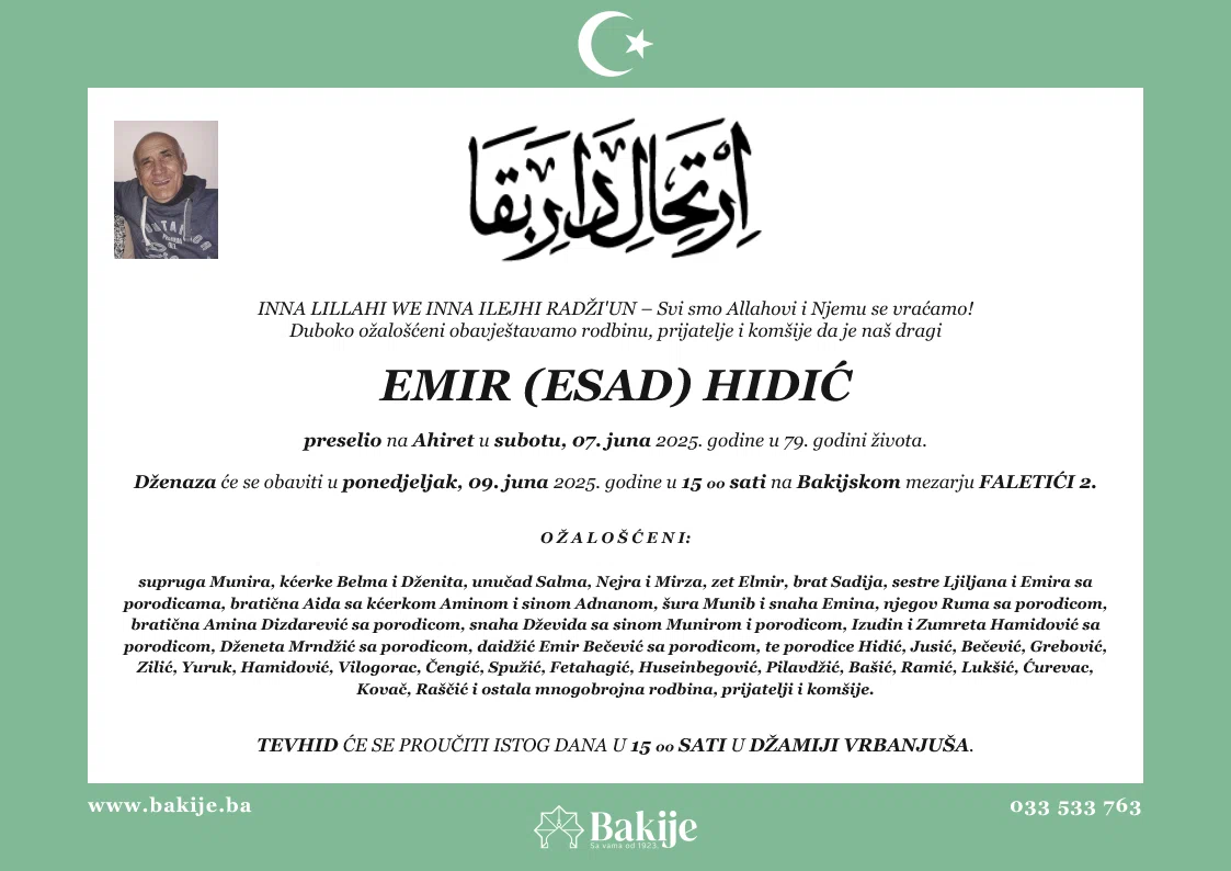 Smrtovnica — Emir (Esad) Hidić