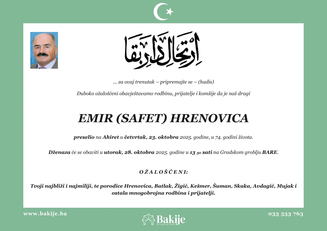 Smrtovnica — Emir (Safet) Hrenovica
