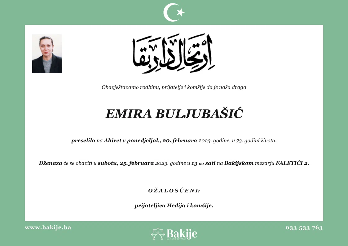 Smrtovnica — Emira Buljubašić
