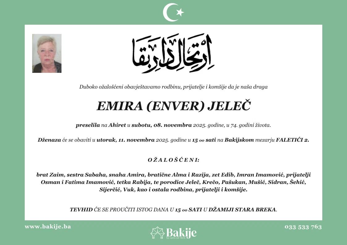 Smrtovnica — Emira (Enver) Jeleč