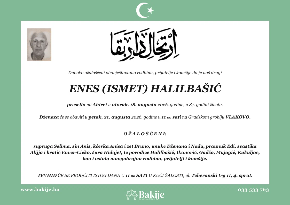 Smrtovnica — Enes (Ismet) Halilbašić