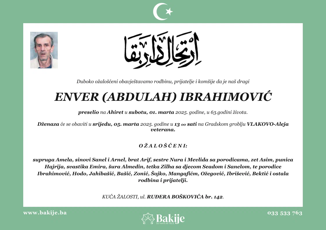 Smrtovnica — Enver (Abdulah) Ibrahimović