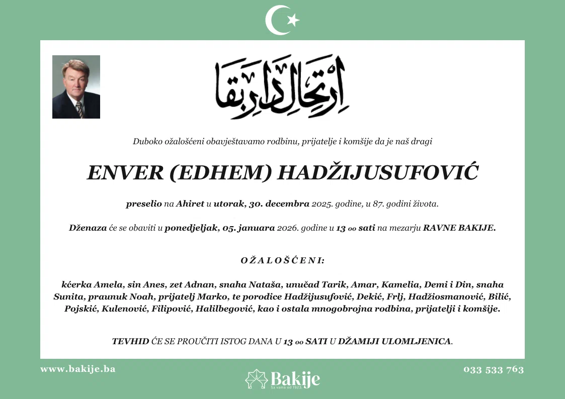 Smrtovnica — Enver (Edhem) Hadžijusufović