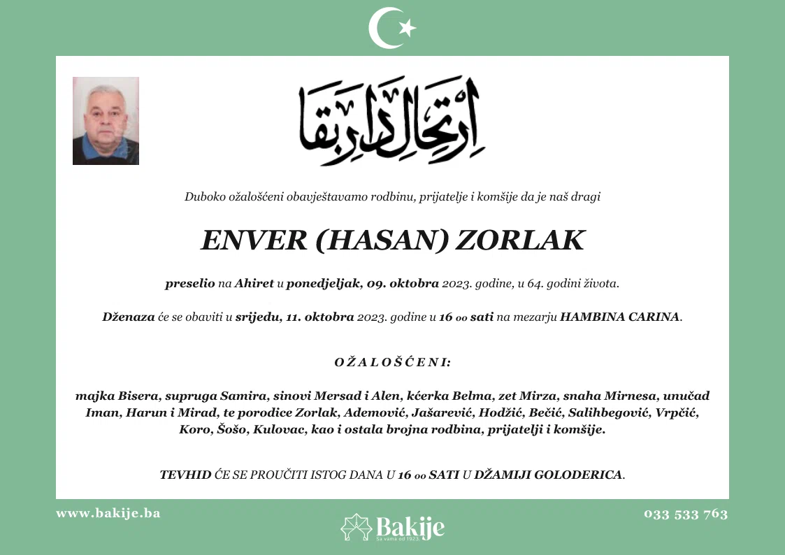 Smrtovnica — Enver (Hasan) Zorlak