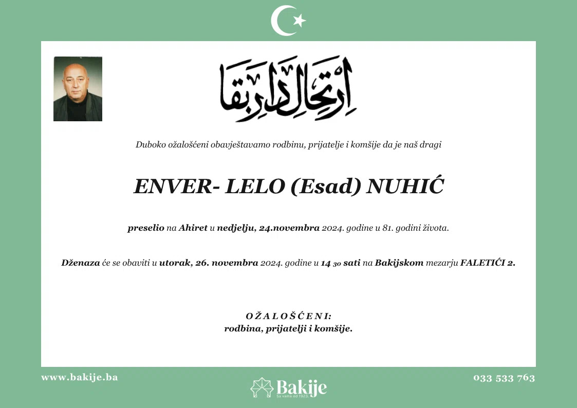 Smrtovnica — Enver- Lelo (Esad) Nuhić