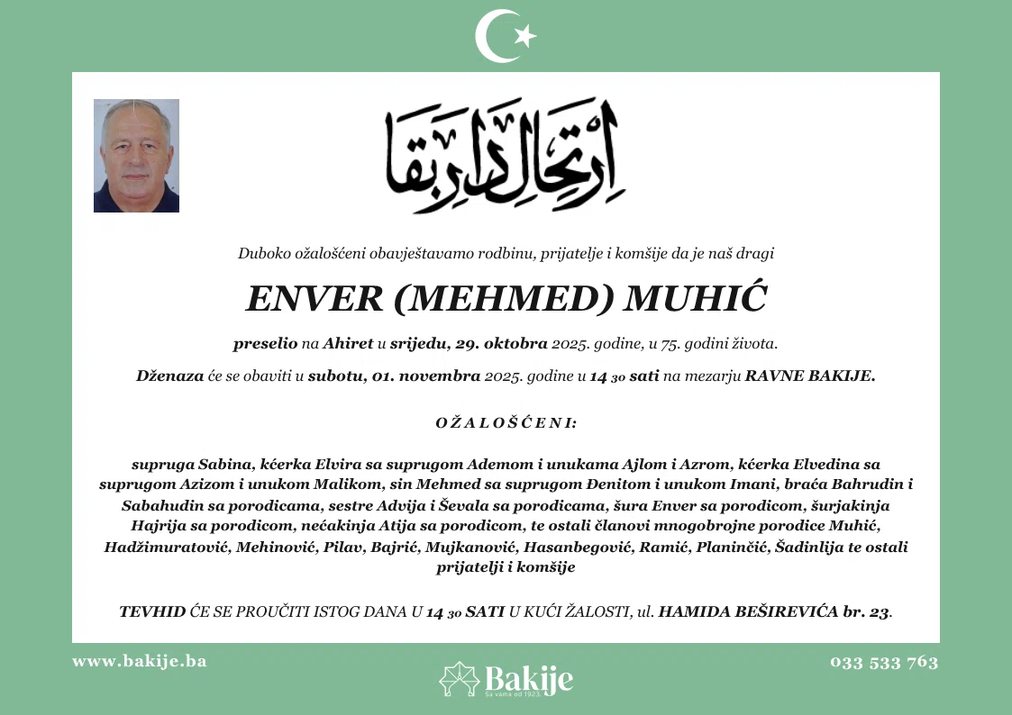 Smrtovnica — Enver (Mehmed) Muhić