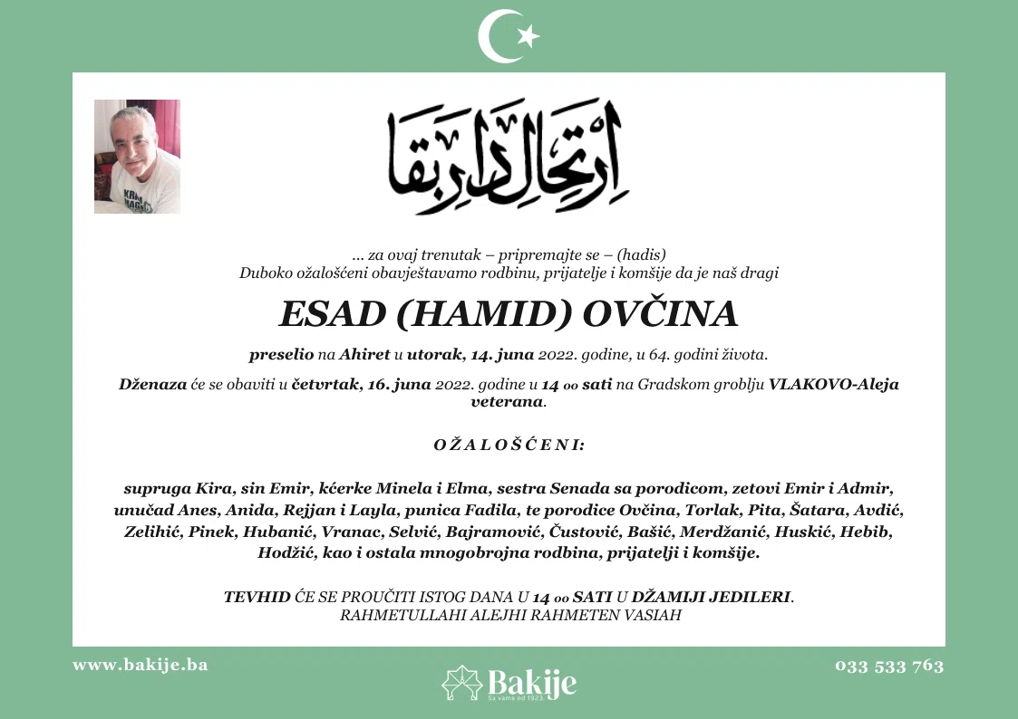Smrtovnica — Esad (Hamid) Ovčina