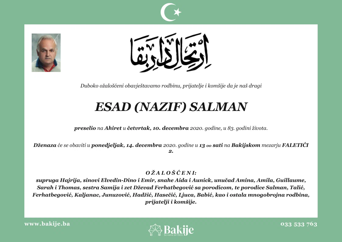 Smrtovnica — Esad (Nazif) Salman