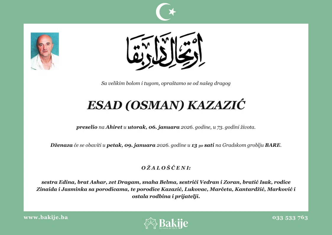 Smrtovnica — Esad (Osman) Kazazić