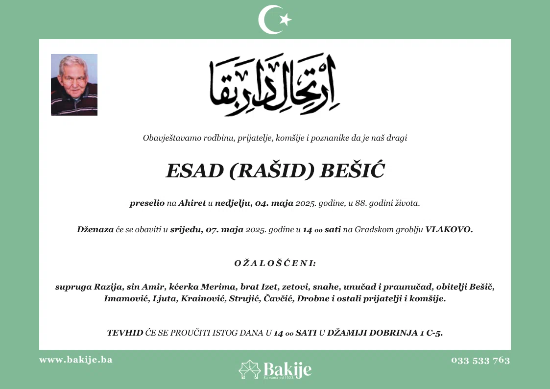 Smrtovnica — Esad (Rašid) Bešić