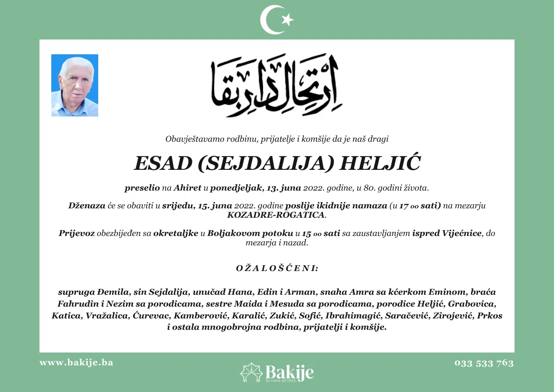 Smrtovnica — Esad (Sejdalija) Heljić