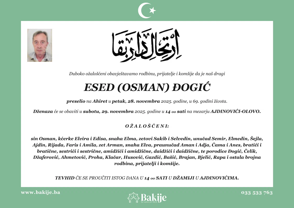 Smrtovnica — Esed (Osman) Đogić