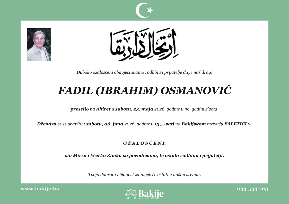 Smrtovnica — Fadil (Ibrahim) Osmanović