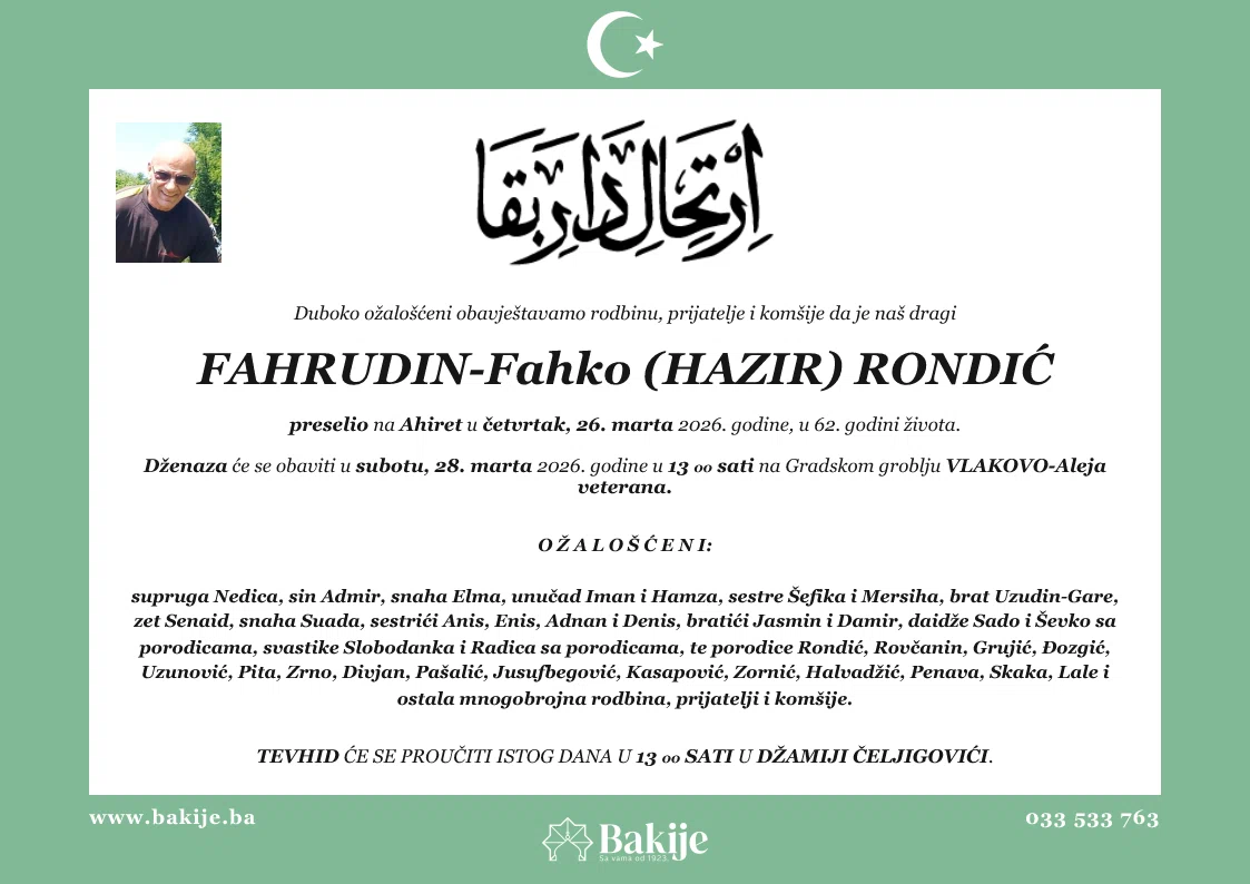 Smrtovnica — Fahrudin-Fahko (Hazir) Rondić