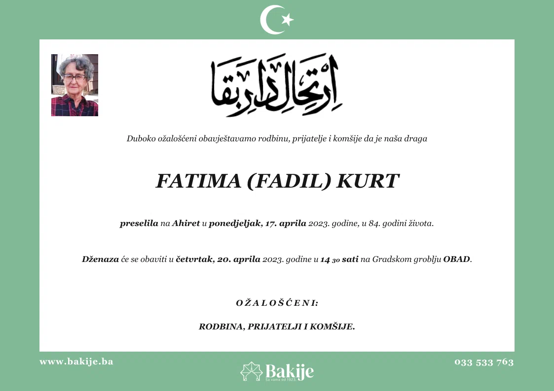 Smrtovnica — Fatima (Fadil) Kurt