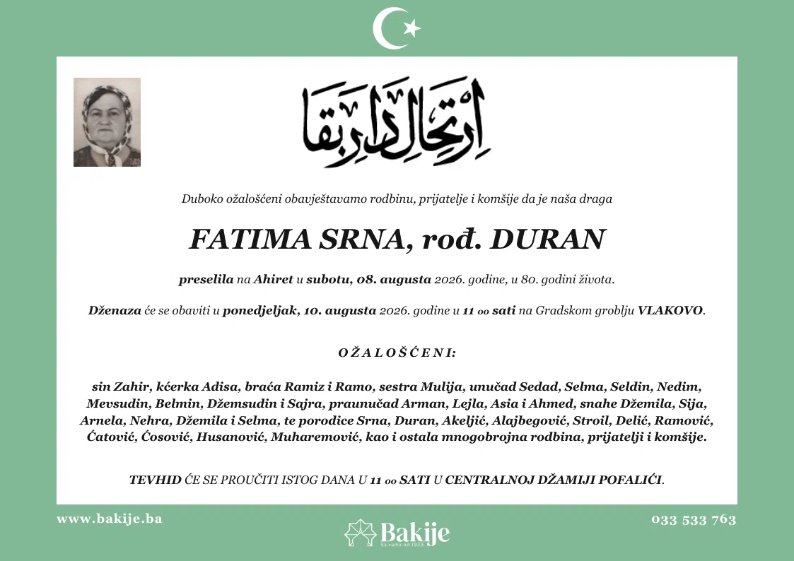 Smrtovnica — Fatima Srna, rođ. Duran