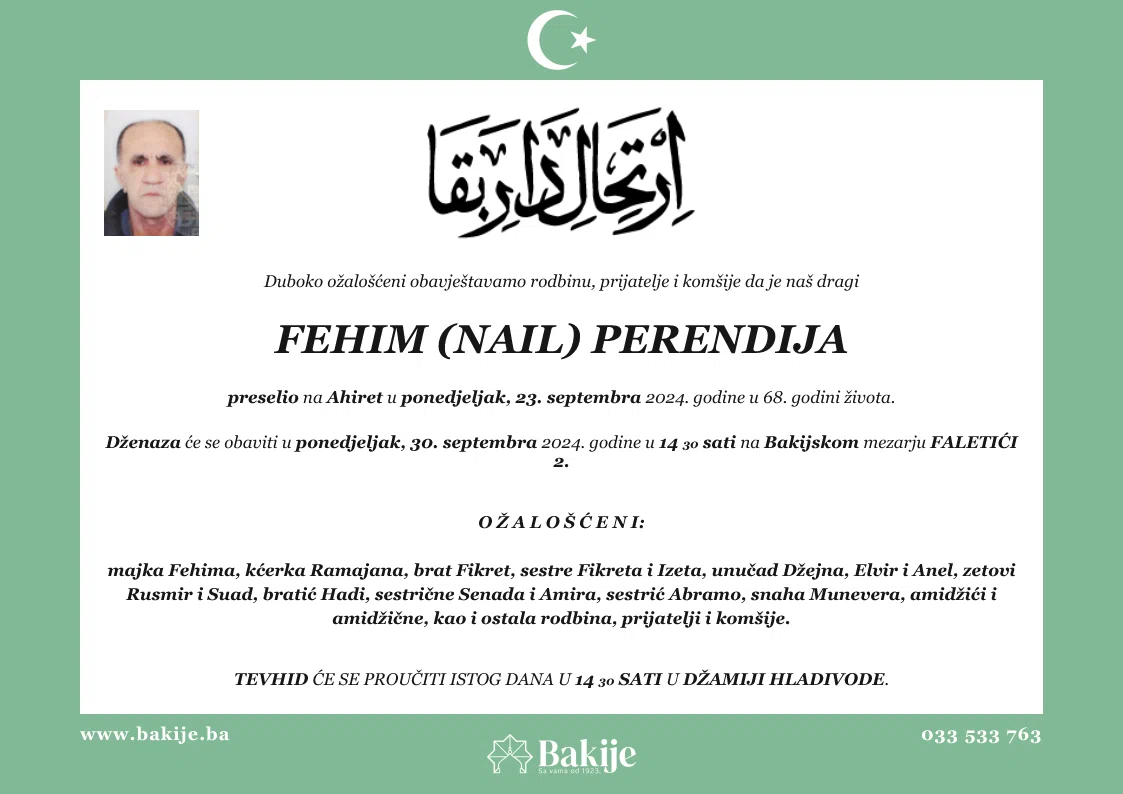 Smrtovnica — Fehim (Nail) Perendija
