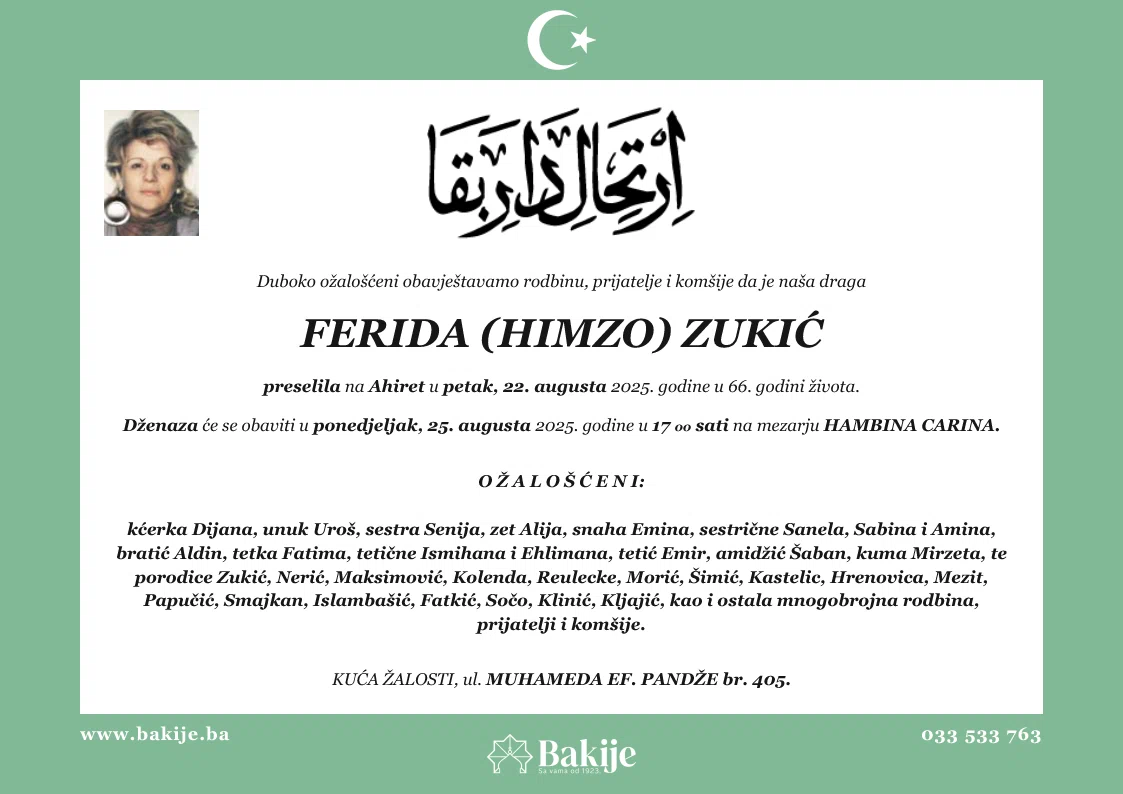 Smrtovnica — Ferida (Himzo) Zukić