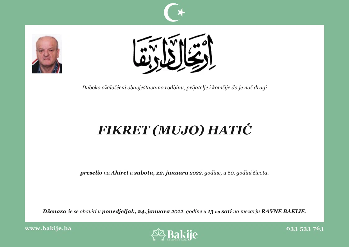 Smrtovnica — Fikret (Mujo) Hatić