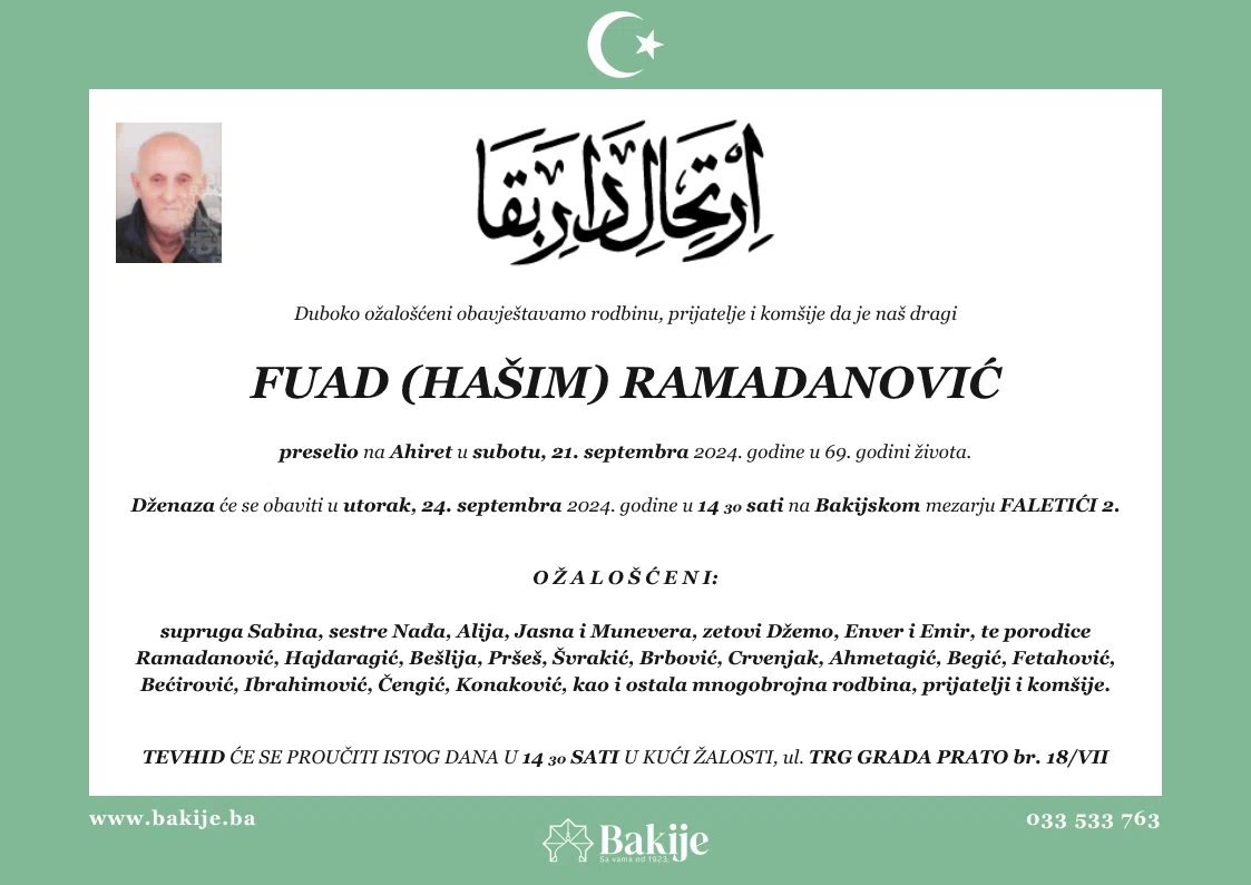 Smrtovnica — Fuad (Hašim) Ramadanović