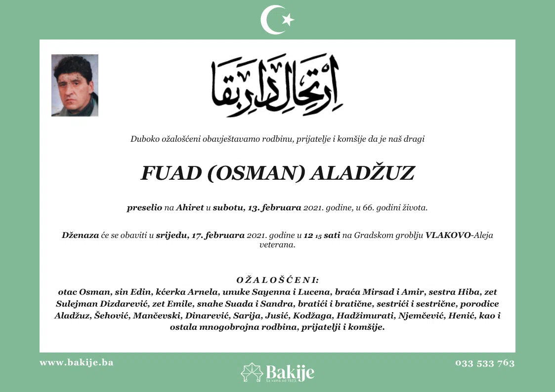 Smrtovnica — Fuad (Osman) Aladžuz