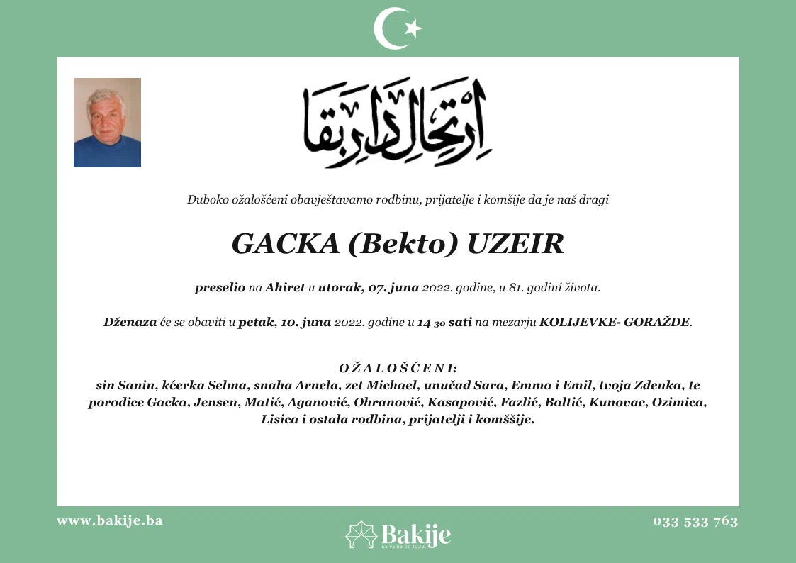 Smrtovnica — Gacka (Bekto) Uzeir