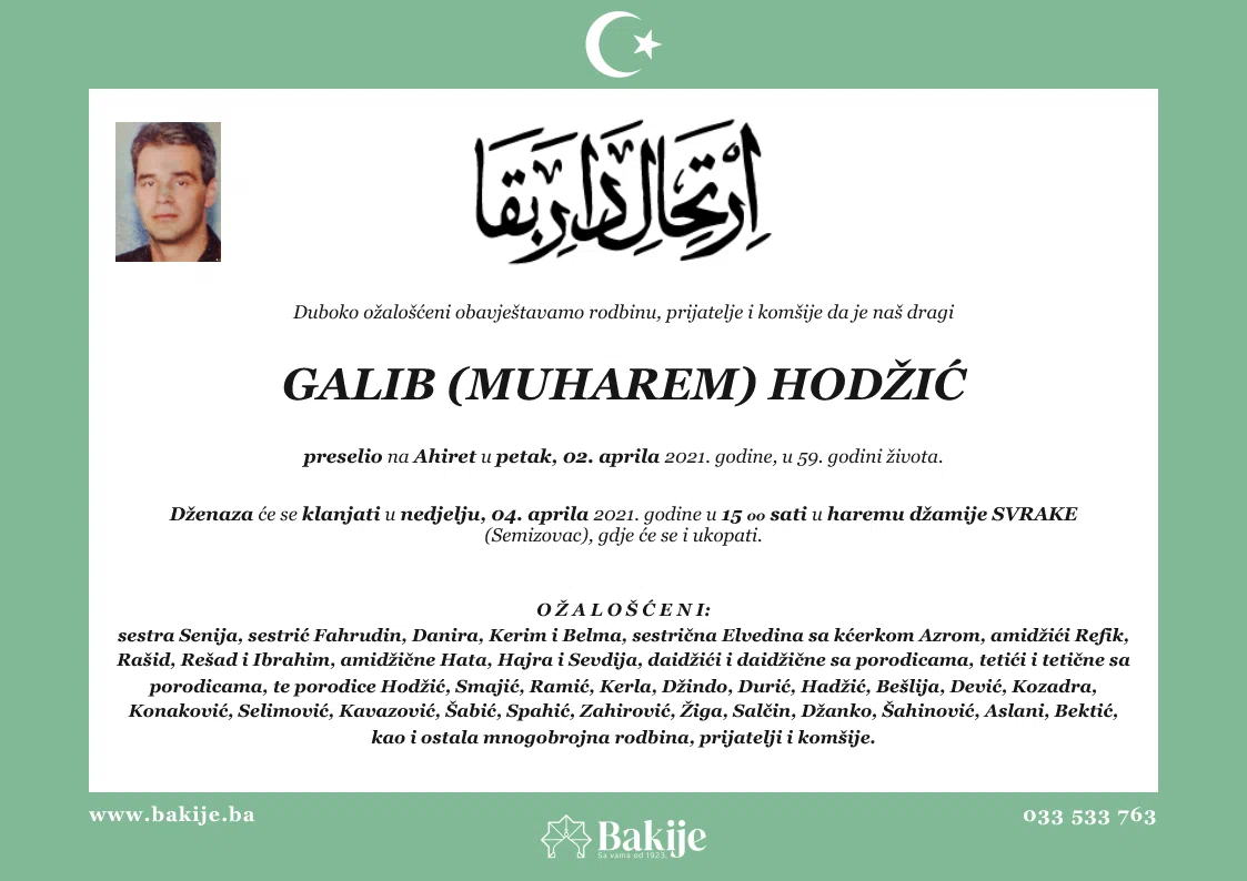 Smrtovnica — Galib (Muharem) Hodžić
