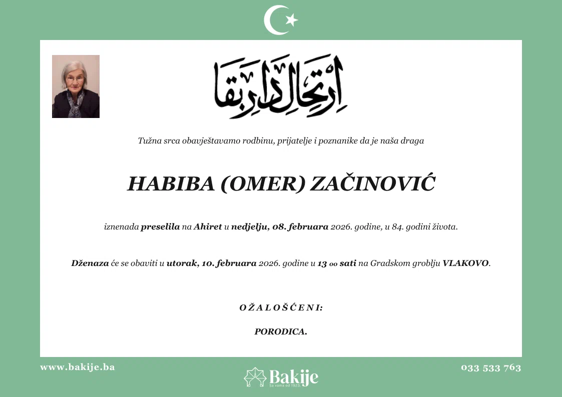 Smrtovnica — Habiba (Omer) Začinović