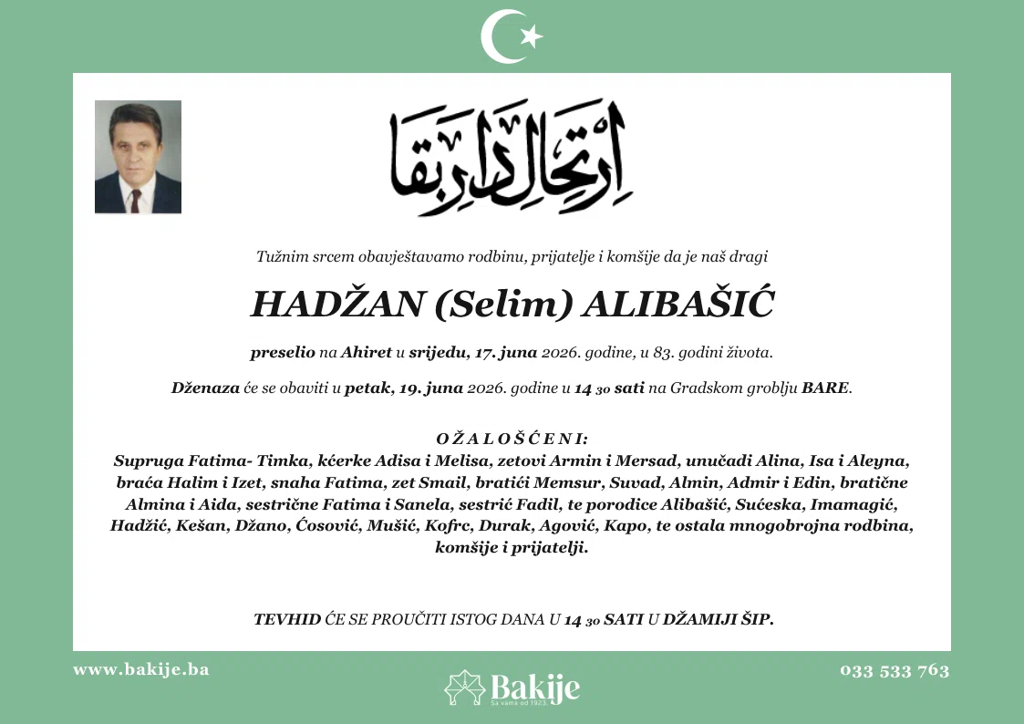 Smrtovnica — Hadžan (Selim) Alibašić
