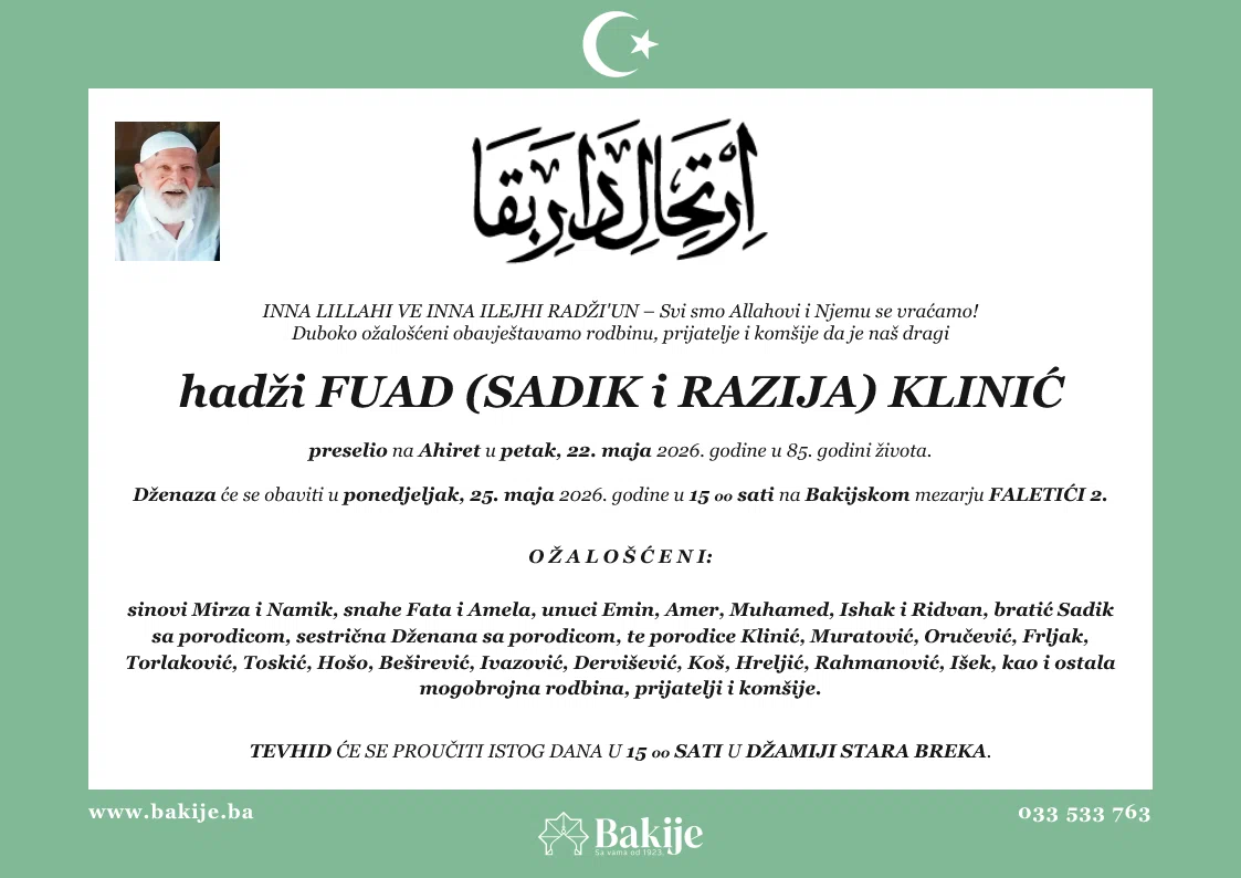 Smrtovnica — Hadži Fuad (Sadik I Razija) Klinić