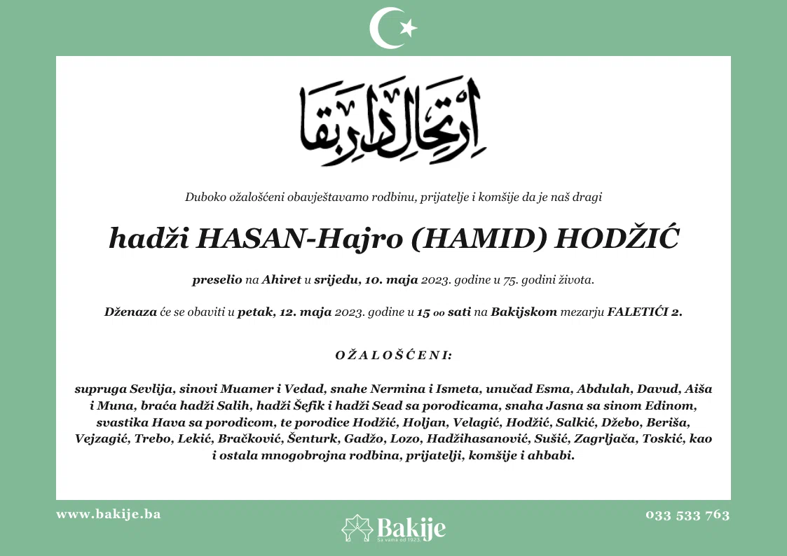 Smrtovnica — Hadži Hasan-Hajro (Hamid) Hodžić
