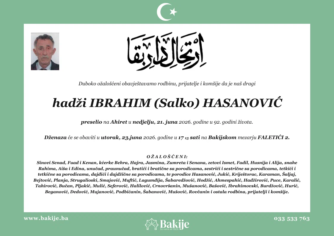 Smrtovnica — Hadži Ibrahim (Salko) Hasanović