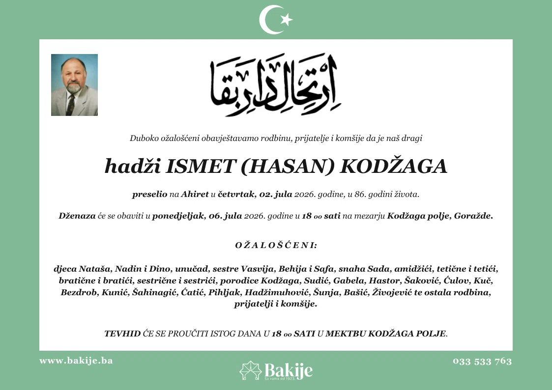 Smrtovnica — Hadži Ismet (Hasan) Kodžaga