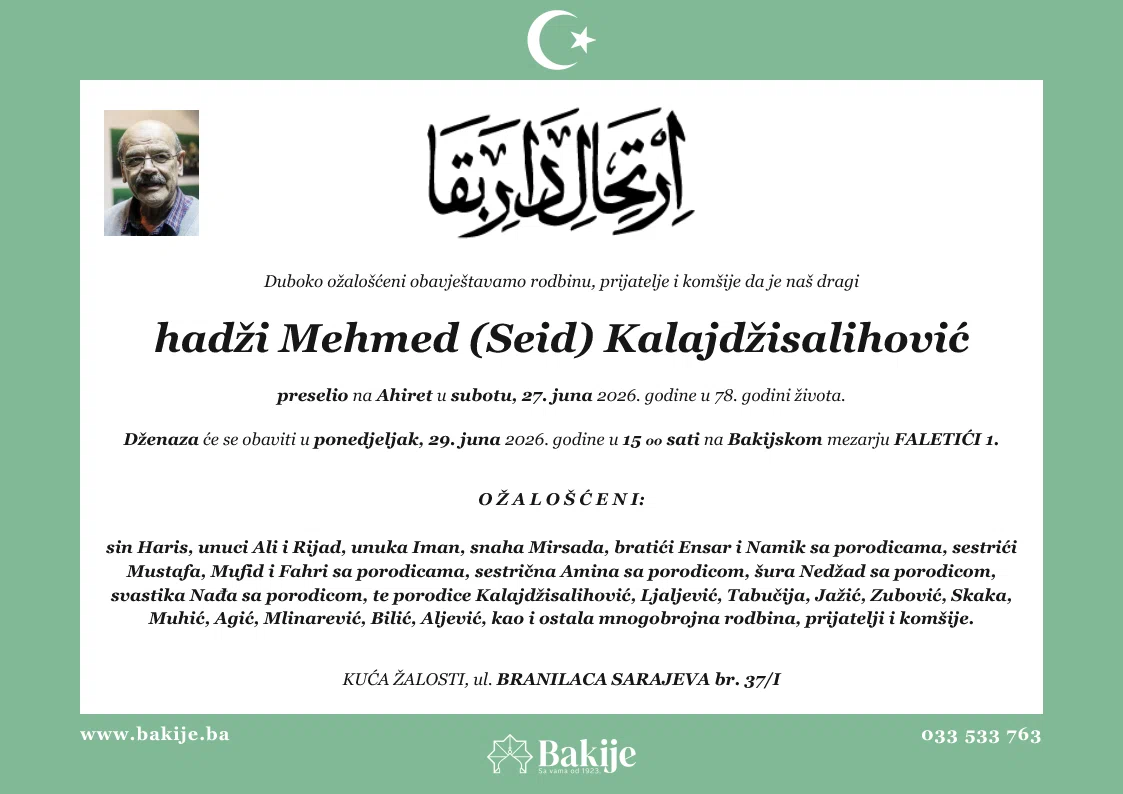 Smrtovnica — Hadži Mehmed (Seid) Kalajdžisalihović