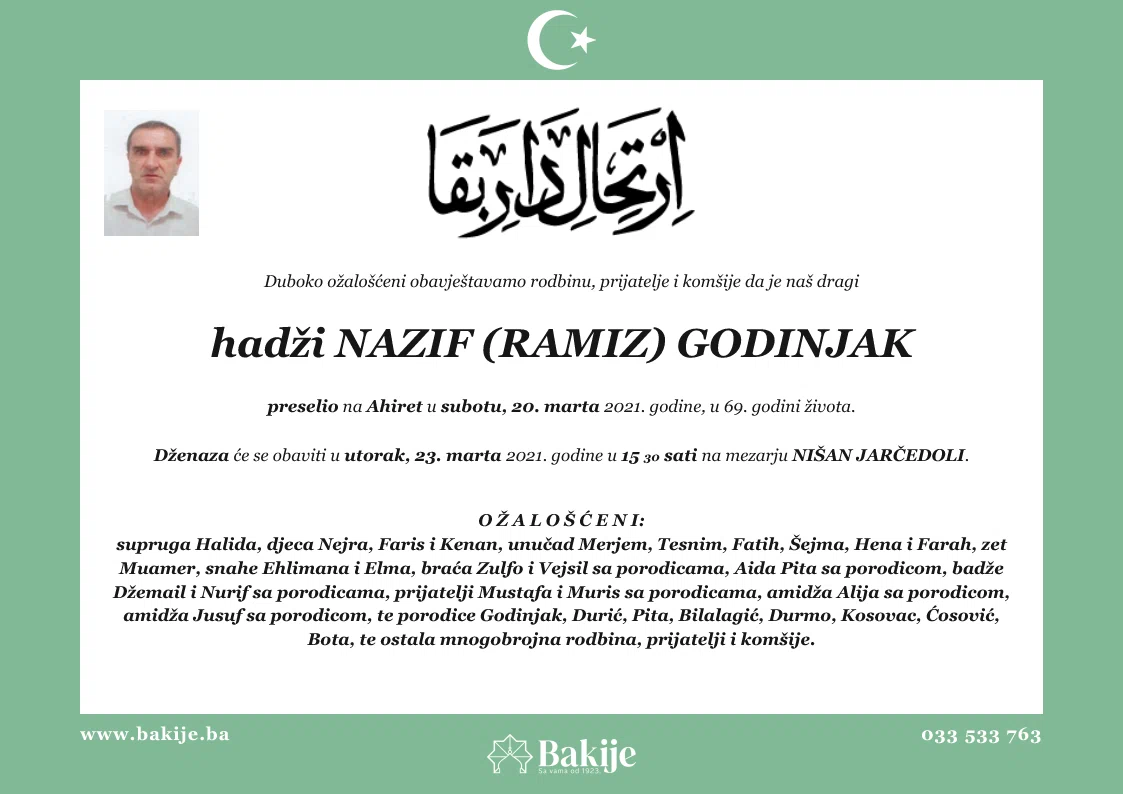 Smrtovnica — Hadži Nazif (Ramiz) Godinjak