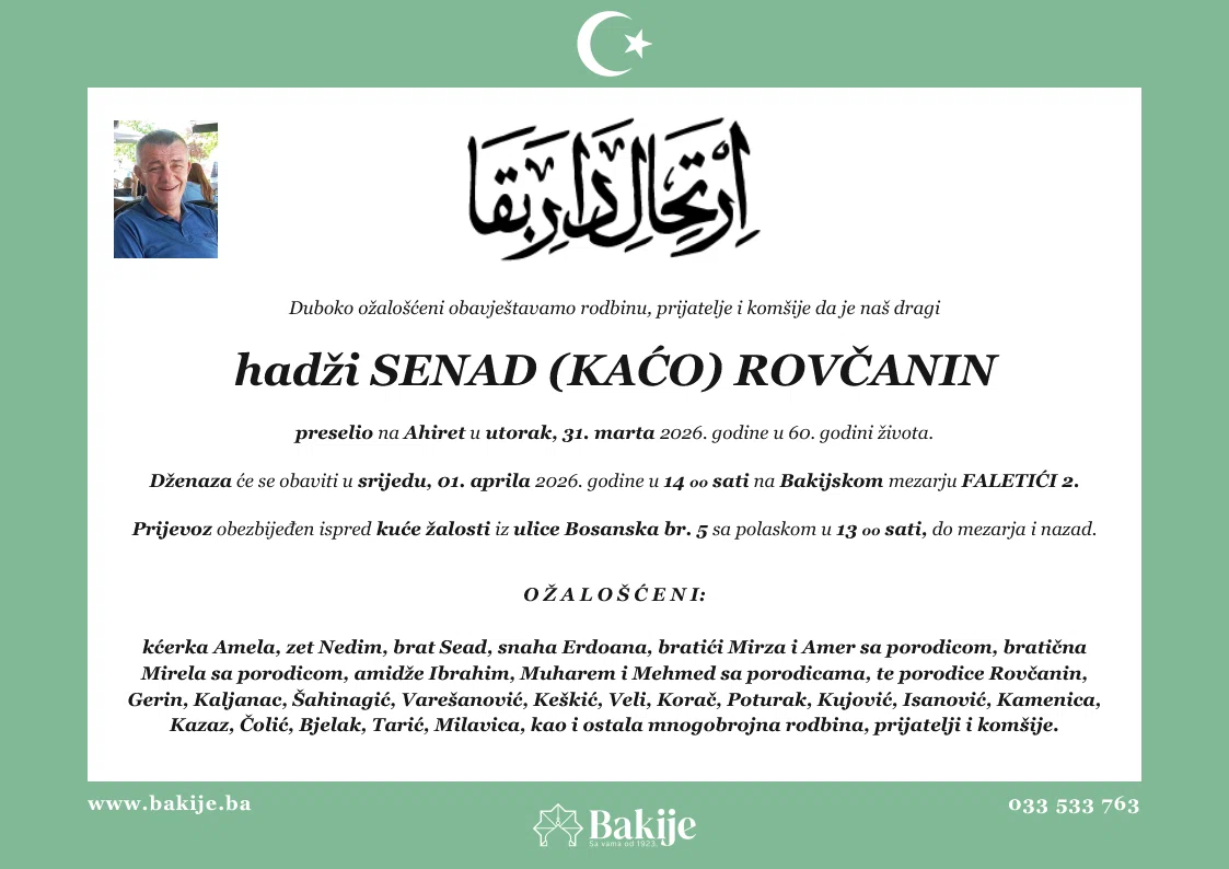 Smrtovnica — Hadži Senad (Kaćo) Rovčanin