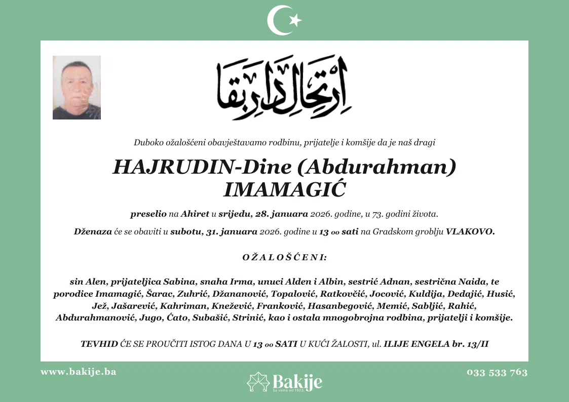 Smrtovnica — Hajrudin-Dine (Abdurahman) Imamagić