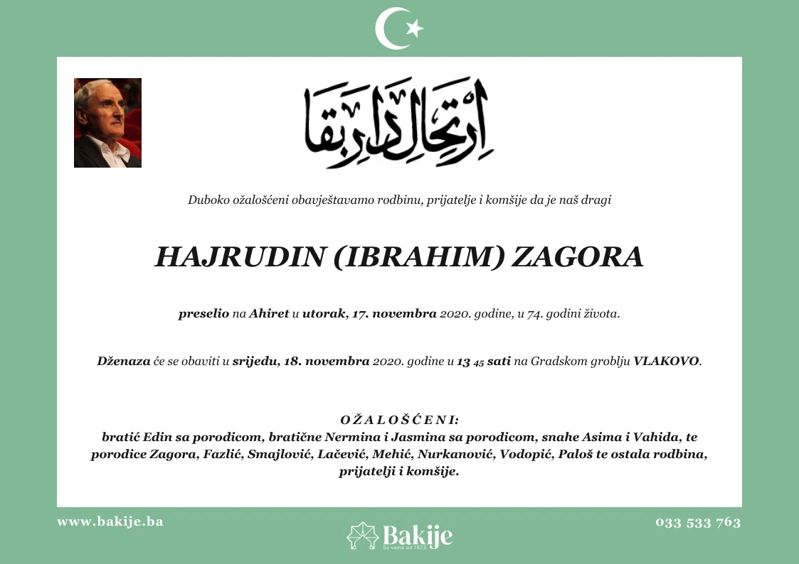 Smrtovnica — Hajrudin (Ibrahim) Zagora