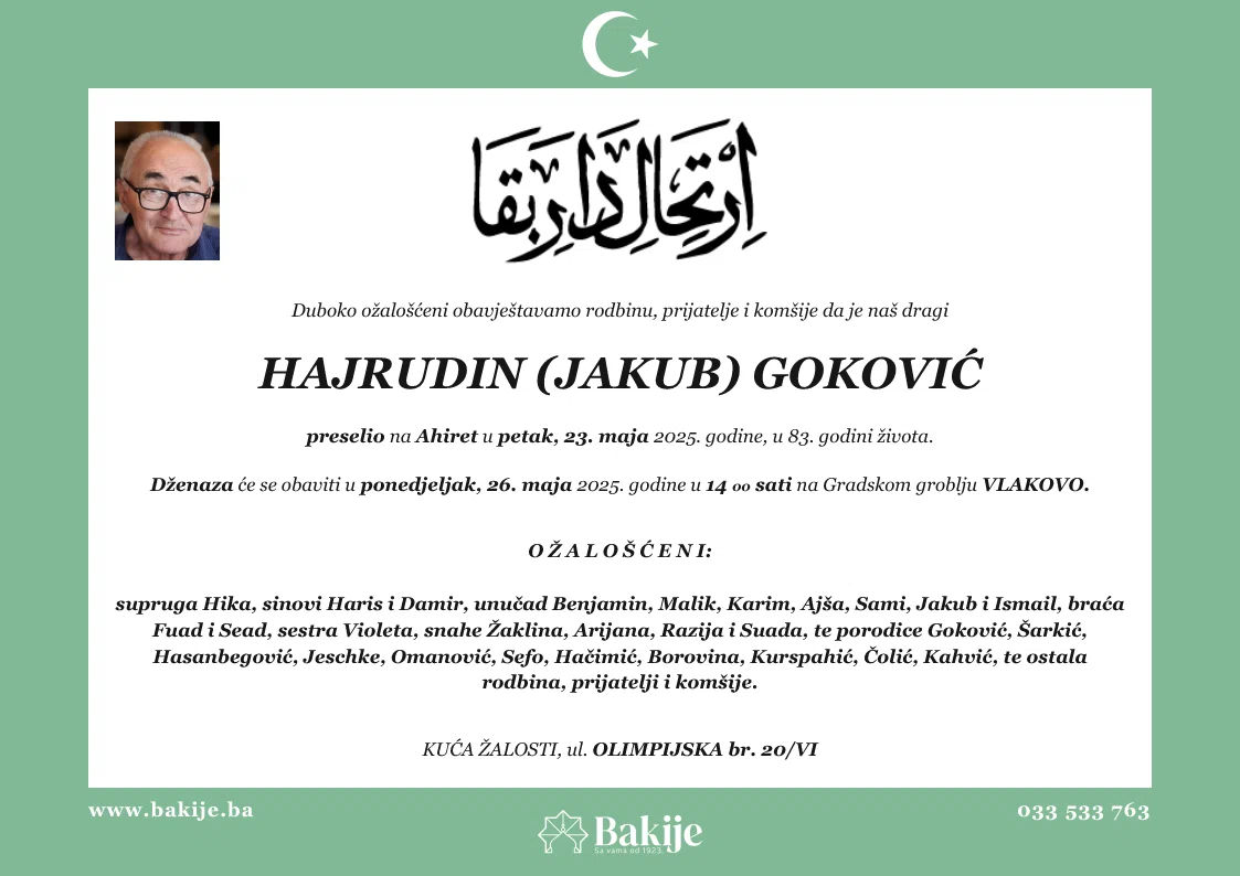 Smrtovnica — Hajrudin (Jakub) Goković