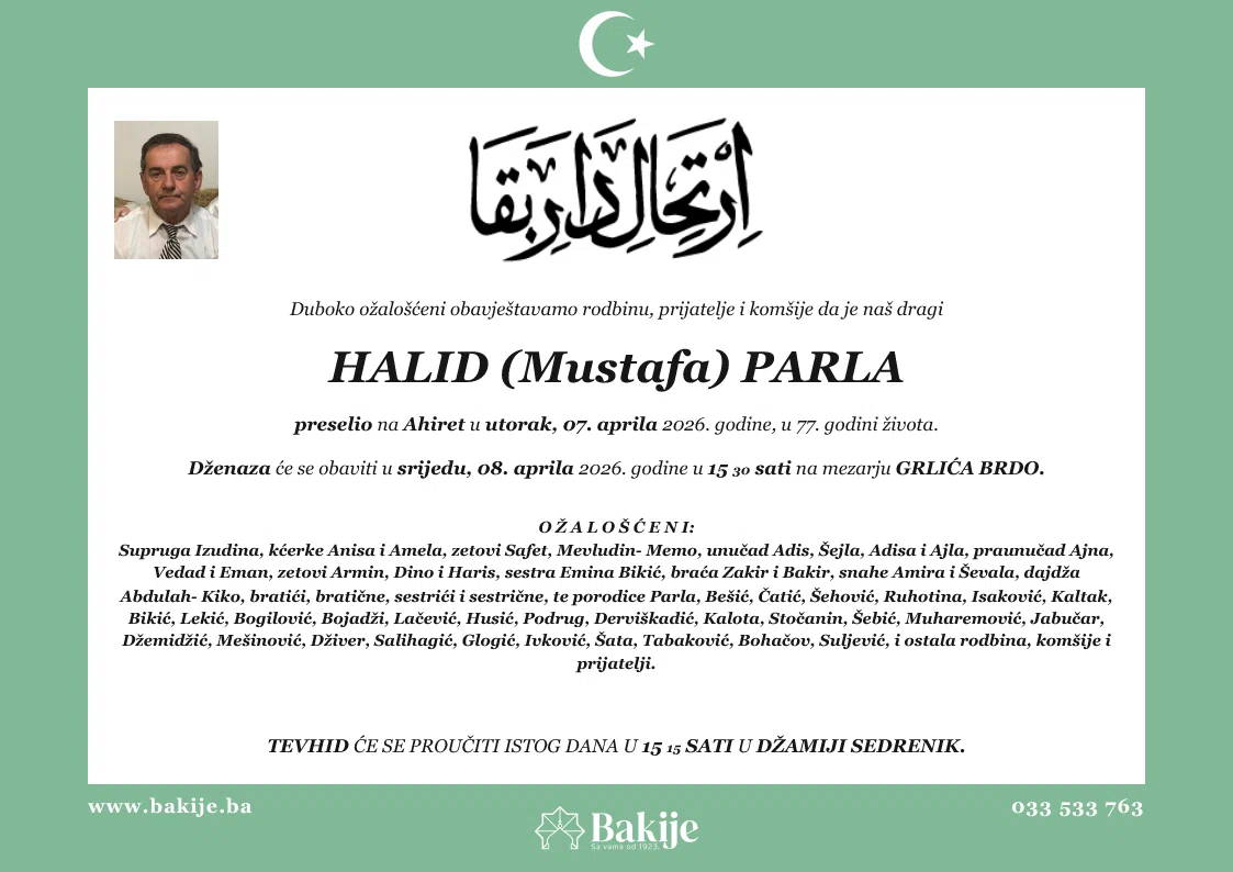 Smrtovnica — Halid (Mustafa) Parla