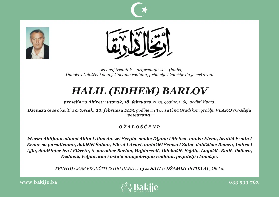 Smrtovnica — Halil (Edhem) Barlov