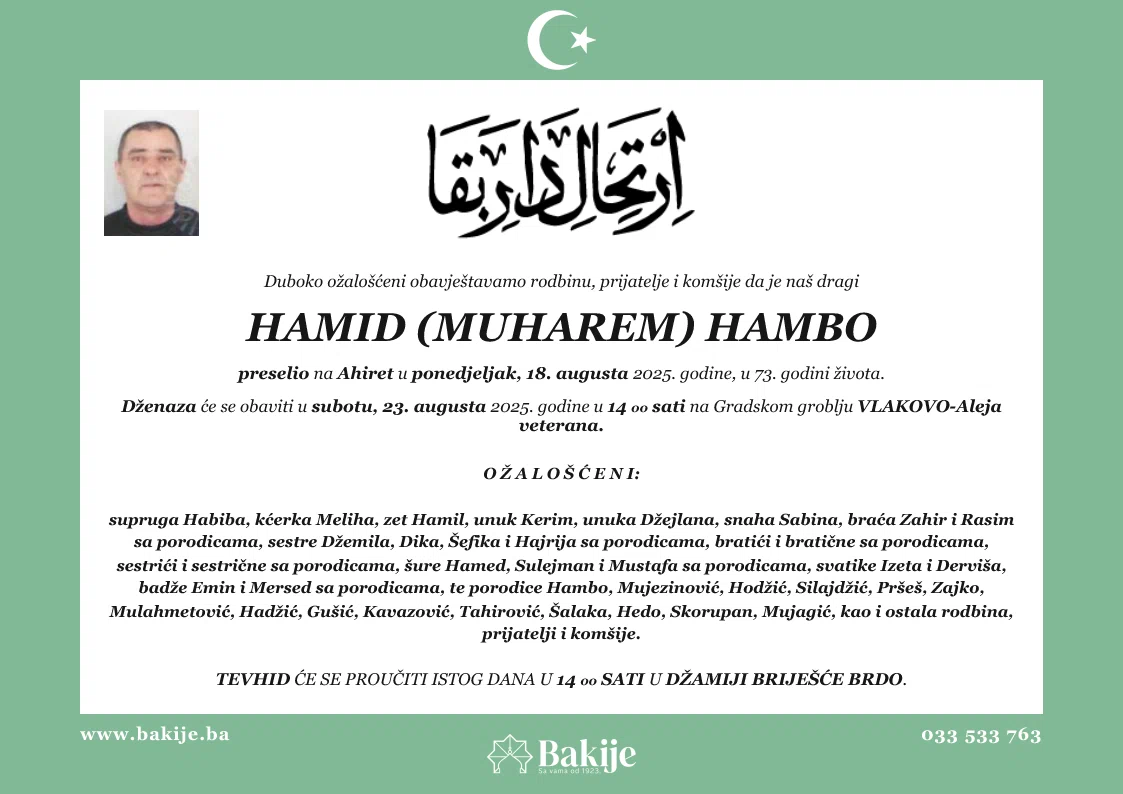 Smrtovnica — Hamid (Muharem) Hambo
