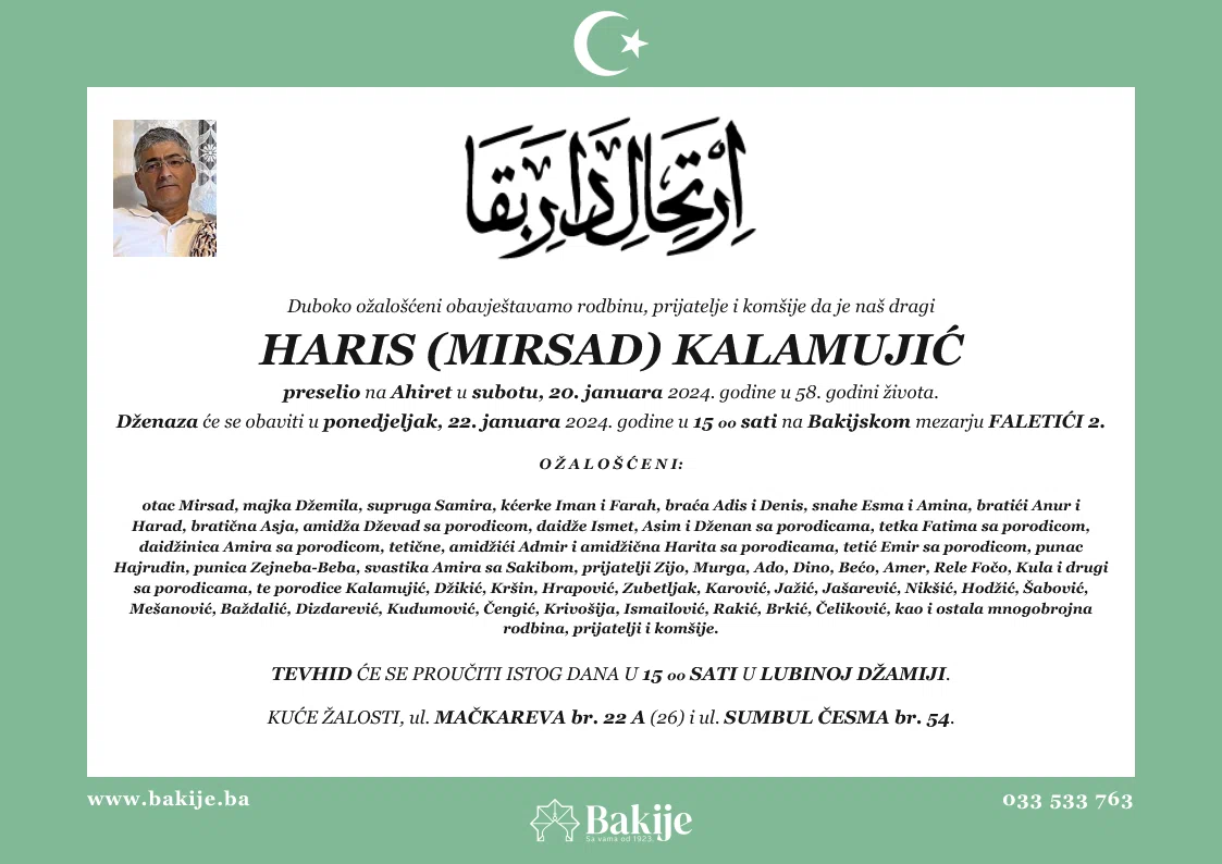 Smrtovnica — Haris (Mirsad) Kalamujić